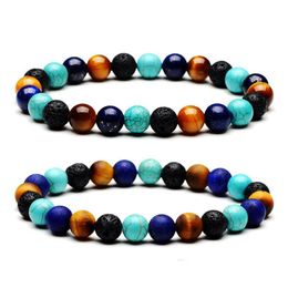 Beaded 8Mm Natural Stone Handmade Strands Beaded Bracelets Elastic Charm For Women Men Yoga Energy Jewellery Drop Delivery Jewellery Brac Dhxgd