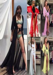 Summer New Women Chiffon Beach Dress Crochet Cardigan Shirt Bikini Cover Up Swimwear See Through Bathing Suit5431545