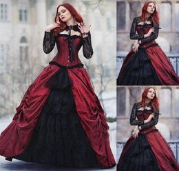 2020 Vintage Gothic Victorian Quinceanera Dress Christmas Halloween Ball Gown Bridal Gown Plus Size Evening Dress5625973