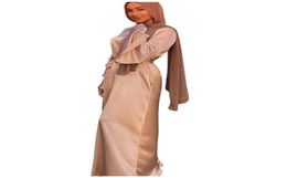 Casual Dresses Ramadan Muslim Fashion Satin Maxi For Women Hijab Dress Eid Abaya Dubai Turkey Abayas Islam Caftan Robe Longue Femm3324881