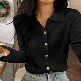 Women's Sweaters Fashion Slim Ladies Elegant Solid Jumpers V Neck Knitted Cardigan For Women Fall Winter 2024 Korean Single Breasted Sweater