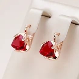 Dangle Earrings Kinel Romantic Red Natural Zircon English For Women 585 Rose Gold Luxury Couple Gift Simple Daily Fine Jewellery