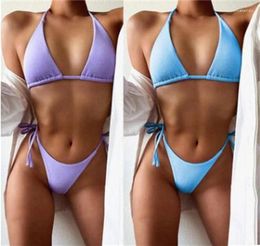 Women's Swimwear Sexy Bikini High Waist Swimsuits Push Up Biquini Ribbed Bathing Suits Black V-Neck Bikinis Set 2024 Ne