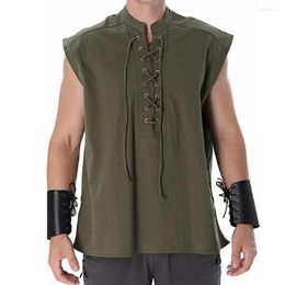 Ethnic Clothing Pirate Vest Men Medieval Costume Viking Tank Lace Up Adult Sleeveless Shirt Halloween Jerkin