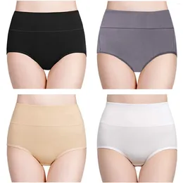 Women's Panties Breathable Cotton Soft Large Size Ladies Underwear Solid Colour Sexy Lingerie Elastic High Waist Briefs Female