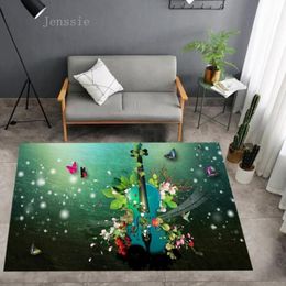 Carpets 3D Cartoon Guitar Piano Music Carpet Boys Girls Kids Room Romantic Printing Rugs Bedroom Beside Balcony Rug Hall Mat263m