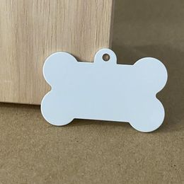 Dog Tag ID Card S M L Bone Shaped Metal Cat Tags DHL Sublimation Pet Double Sided White Id Name Pendant Jewelry2238