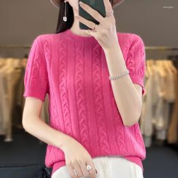 Women's Sweaters Half High Collar Woollen Sweater Sleeve Knit T-Shirt Round Neck Short Summer Product