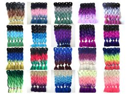 Ombre Synthetic Braiding Hair Extensions Folded 24 Inch 100g Ombre Kanekalon Three Tone Coloured Crochet Synthetic Jumbo Braiding H5267495