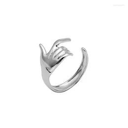 Cluster Rings Yungqi Simple Hand Palm Shape U-shaped C Design Ring Korean Version Fashion Adjustable Jewellery For Women Girl Child Gifts