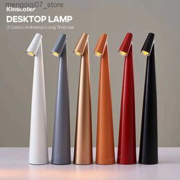 Lamps Shades LED Rechargeable Touch Metal Table Lamp Three Colors Bedside Creative Ambient Light for Outdoor Bar Decoration Night Light L240311