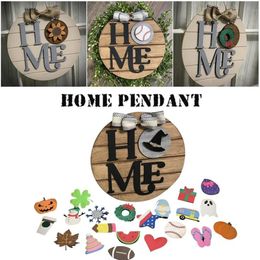 Novelty Items Interchangeable Home Sign Seasonal Wood Kit Hanging Front Door Porch Wall Decoration Uacr Decorative Letters210R