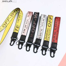 Personalized tide brand jacquard embroidery off paper belt key chain neck hanging rope car creative pendant thickenedR2VT