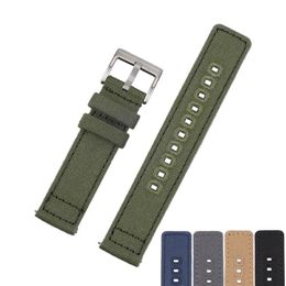 Watch Bands EACHE Fabric Canvas Band With Quick Release Spring Bar Black Green Grey Khaki Blue 20mm 22mm269A