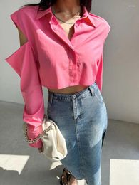 Women's Blouses Women Summer Shirt Korean Style Polo Neck And Shoulder Drain Design Sun Protection Loose Casual Versatile Short Top D4412