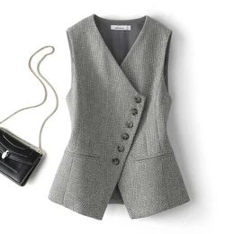 Womens Suit Vest Coat Spring Autumn Comfortable Sleeveless Ladies Blazer Versatile Lady Waistcoat Jacket 240226
