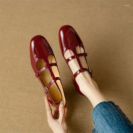 Dress Shoes Spring Summer Patent Leather Women Round Toe Shallow Pumps Mary Jane For Straps Gladiator