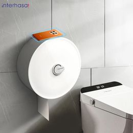 interhasa! Roll Paper Towel Dispenser Punch Free Wall Mounted Tissue for Toilet Bathroom 240301