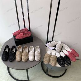 Women Woven Flat Espadrille 2C gold buckle flat mules Sandals Fashion Straw Mules Crochet Loafers Slippers Casual Cut-out Espadrilles Hemp Rope casual shoes