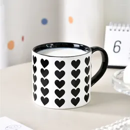 Mugs 400ml Black Love Shaped White Ceramic Mug Creative Girl's Water Cup High Beauty Office Home Lovers And Mother Gift