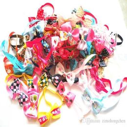 50PC Lot Handmade Dog Ties Pet Dog Neckties Ribbon Dog Bow Ties Pet Grooming Supplies Mix Styles 2020for new year pet's gift266D