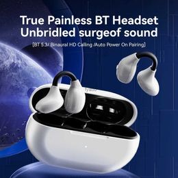 Cell Phone Earphones My14 Pro Max Wireless Ear Clip Bone Conduction Headphones Panoramic Sound Bluetooth 5.3 Sports Headsets for AndroidH240312