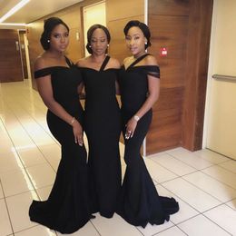 2024 Sexy Bridesmaid Dresses Off Shoulder Black Mermaid For Weddings Plus Size Long Formal Maid of Honor Gowns Wedding Guest Wear