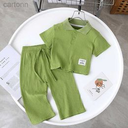 Clothing Sets Clothing Sets Pcs Baby Girls Summer Suit Kids Neck Short Sleeve Tshirt Casual Loose Pants Korean Fashion Children Tracksuit ldd240311