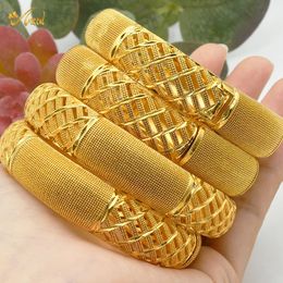 ANIID Dubai Bangles 24K Gold Colour African Bracelet For Women Wholesale Designer Alloy Jewellery Wedding Luxury Hawaiian Jewellery 240307