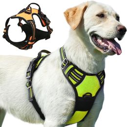 Big Dog Harness With Handle No Pull Harness Short Leash Vest Reflective Chest Back For Medium Large Dogs Walking Pet Accessories 240307