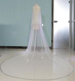 New arrival Real Image Bling Bling Bead Two Layers Bridal Veils Luxury High Quality Long Wedding Veil5536078