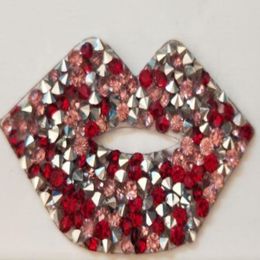 25pcs Fix Crystals lips Motifs Heat Transfer Rhinestones Motifs Crystal Strass Stones Applique Patches For Wedding Clothing Sh304b