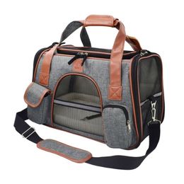 Dog Carrier Travel Car Seat Pet Carriers Portable Backpack Breathable Cat Cage Small Dogs Travel Bag Airplane Approved 0707218V