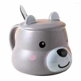 Mugs Promotion! Cartoon Cute Animal Ceramic Mug With Cover Daily Necessities Department Store Water Cup Set Small Gift