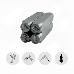 Craft Tools Mountain & Tree Symbol Metal Punch Stamps Stamping Kit DIY Leather Stamps Jewellery Stamping 1 4 6mm270p