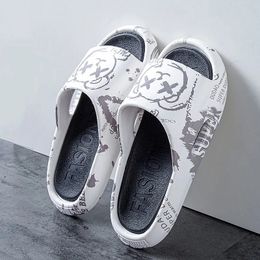 Slippers Summer Thick Bottom Slippers Couple Open Toe Graffiti Trend Indoor Outdoor Home Sandals