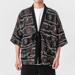 Ethnic Clothing Kimono Men Samurai Cardigan Japanese Clothes Fashion Japan Retro Tang Suit Men's Plus Size 5xl Vintage Cotton Linen Jacket