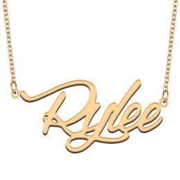 Rylee name necklaces pendant Custom Personalised for women girls children best friends Mothers Gifts 18k gold plated Stainless steel