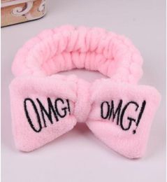 2020 New Letter Headbands for Women Girls Bow Wash Face Turban Makeup Elastic Hair Bands Coral Fleece Hair Accessories7673041