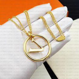18K Gold plated High quality Rotary Letter necklace Designer Round Letter Necklace Classic forever pendant stylish women's jewelry for women's gifts