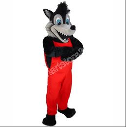 2024 New Adult Black bad Wolf Mascot Costume Birthday Party anime theme fancy dress Costume Halloween Character Outfits Suit
