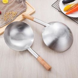 High-Quality Wooden Stainless Steel Handle No Coating Non-stick Spoon Wok Kitchen Gadgets Accessories Tools Spoons2214