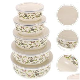 Dinnerware Sets 5 Pcs Bowl With Lids Fruit Bowls Salad Container Soup Storage Large Refrigerator Drop Delivery Home Garden Kitchen Din Otubd