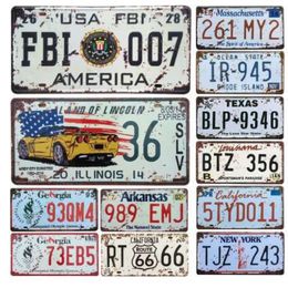 New United States Car Metal License Plate Vintage Home Decor Tin Sign Bar Pub Garage Decorative Metal Sign Metal Painting Plaque300L