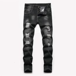 5 6 8 10 14 16 Years Baby Boys Ripped Hole Washed Straight Jeans Trousers For Kids Teenage Pants Clothes 240227