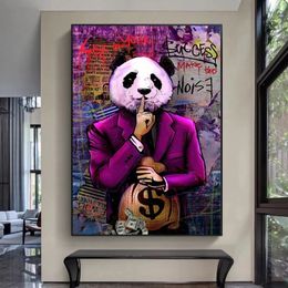 Let Your Success Make The Noise Posters and Prints Graffiti Art Canvas Paintings Abstract Panda Wall Art Pictures for Living Room 328g