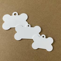 Dog Tag ID Card 50pcs Whole DIY Metal Aluminium Sublimation Tag Pet Name Pendant Both White Plates233o