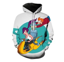 Futurama The second element pattern mens 3D printed hoodie visual impact party top punk goth round neck high quality American swea9033822