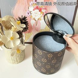 High quality New Light Luxury Rotating Cosmetic Storage Box Old Flower Jewellery Box with Makeup Mirror Multi layer Jewellery Large Capacity Storage Box Storage Disc