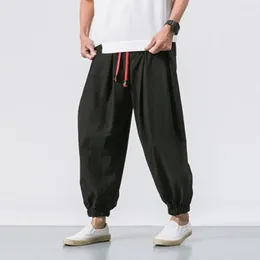 Men's Pants Men Harem Breathable Bloomers Baggy Deep Crotch Trousers With Drawstring Elastic Waist Pockets For Plus